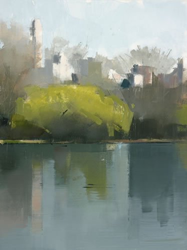 painting Central Park Lake 1