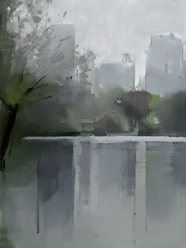 painting Central Park Lake 2