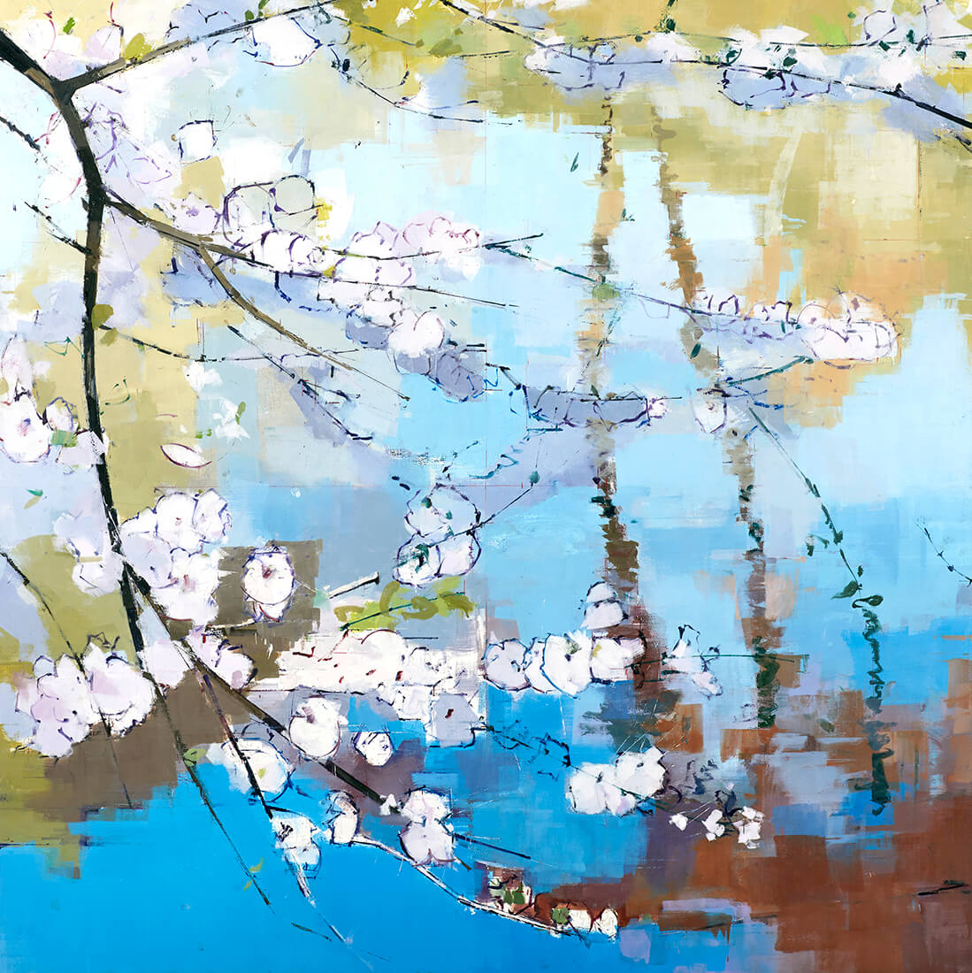 painting, Blue Sky Water Tree, painting by Lisa Breslow